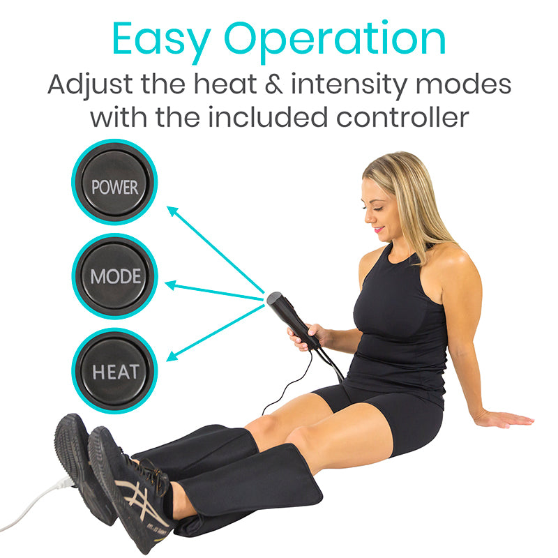 Vive Health - Calf Compression Massager, 3 Modes, Heat, 21" Circumference, 2 Extenders