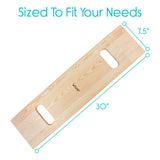 Vive Health - 30" x 7.5" x .75" Wooden Transfer Board, 2 Grips, Tapered