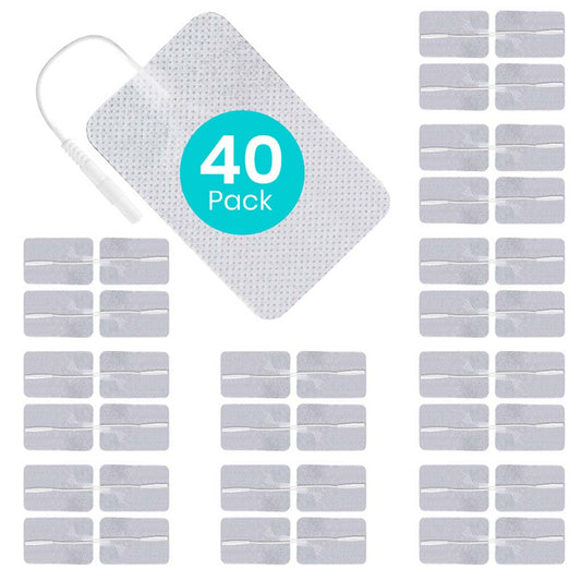Vive Health - TENS Unit Replacement Pads, 2" x 4" Fabric, PreGelled, 2mm Lead, Pack of 40
