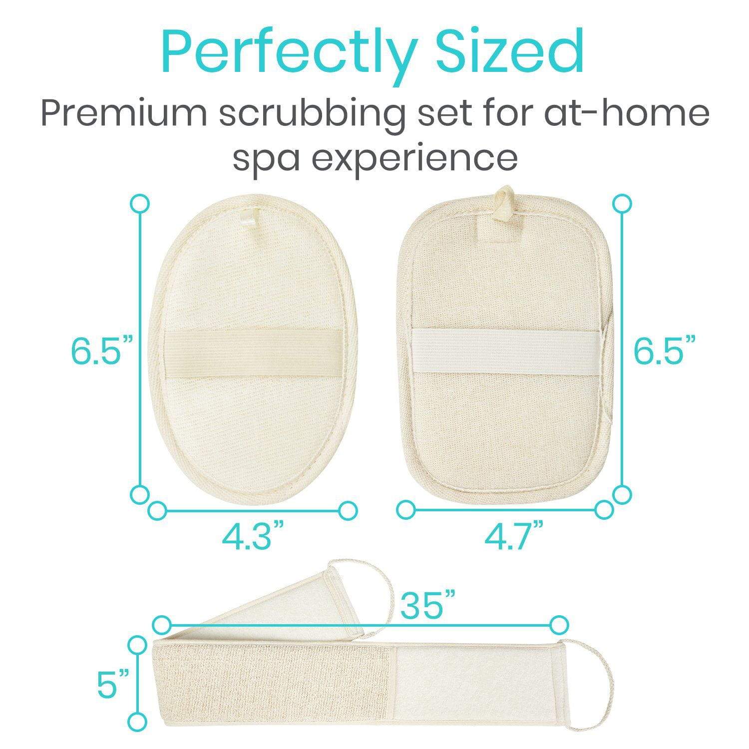 Vive Health - Dual-Sided Back Scrubber, Jute Mitt, Loofah Pad with Hanging Loops