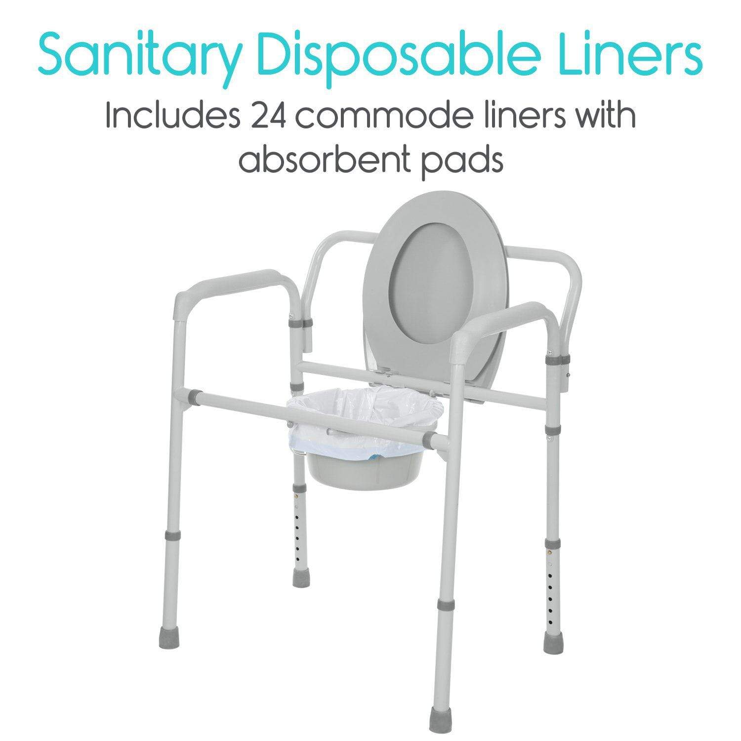 Vive Health - Commode Liners with Absorbent Pads, Universal Size, 24 Pack