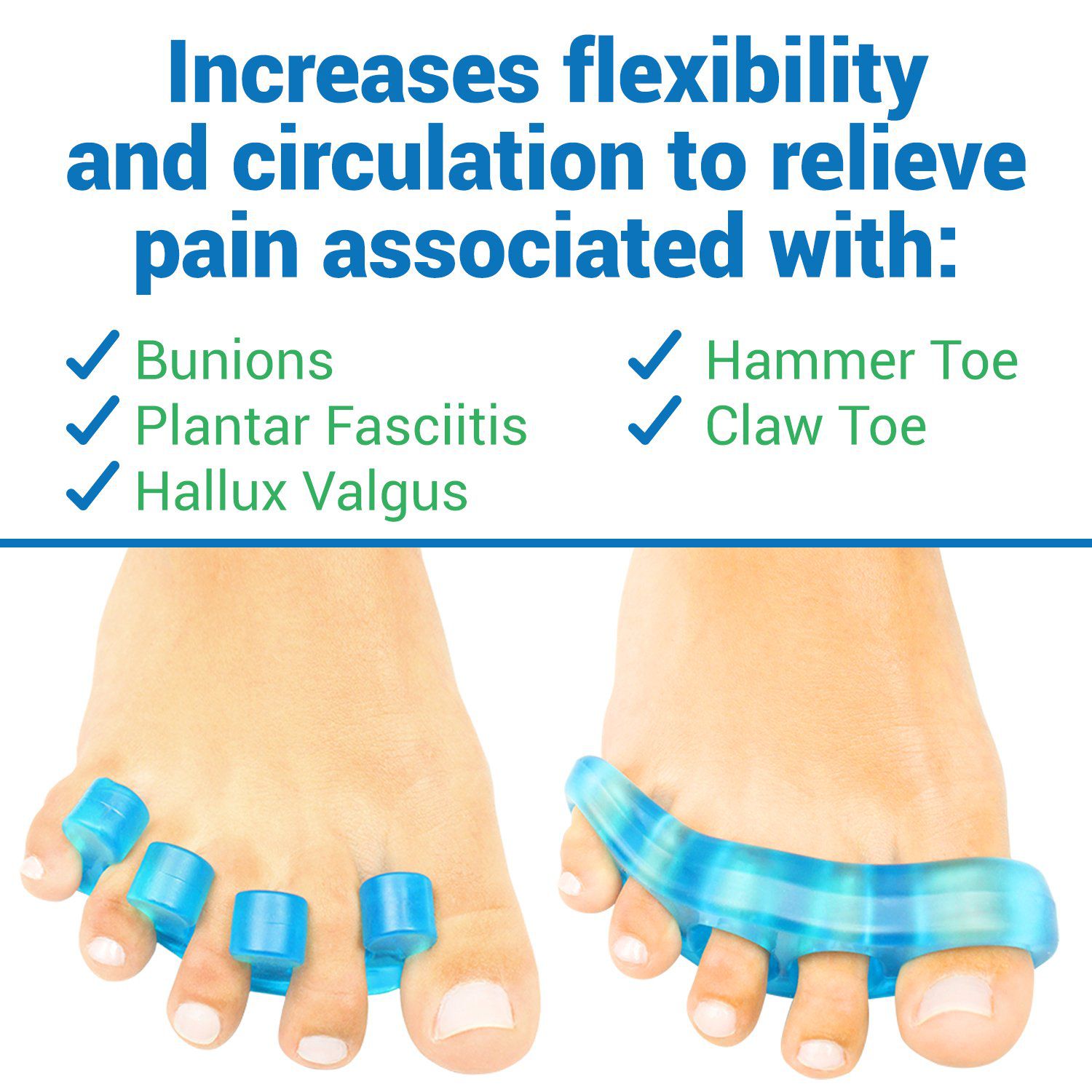 Vive Health - 4Pc Flexible Gel Toe Separators