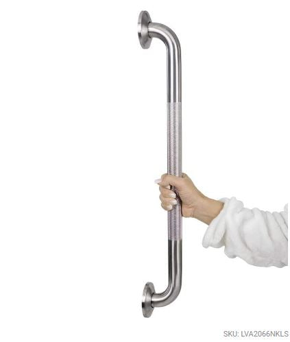 Vive Health - Textured Metal Grab Bar, 24” Stainless Steel, Brushed Nickel