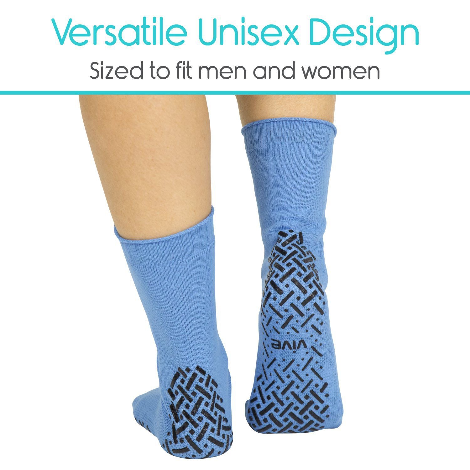 Vive Health -  Non-Slip Tube Socks, Unisex, Tread Dots, 6 Pairs, Black