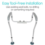 Vive Health - Adjustable Toilet Safety Rail, Padded Fitting w/no Drilling