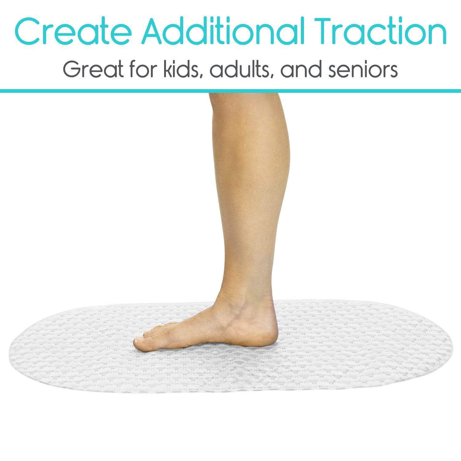 Vive Health - 26” Oval Bath Mat, Nonslip Suction Cups, Blue PVC