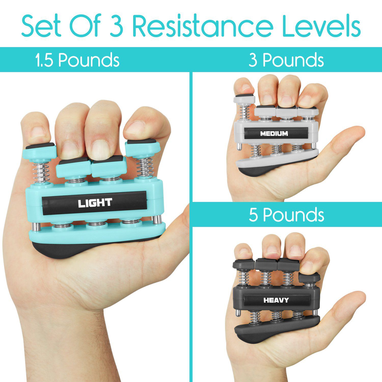 Vive Health - 3.5", Pack of 3, Finger Exercisers, 3 Resistance Levels, Quiet