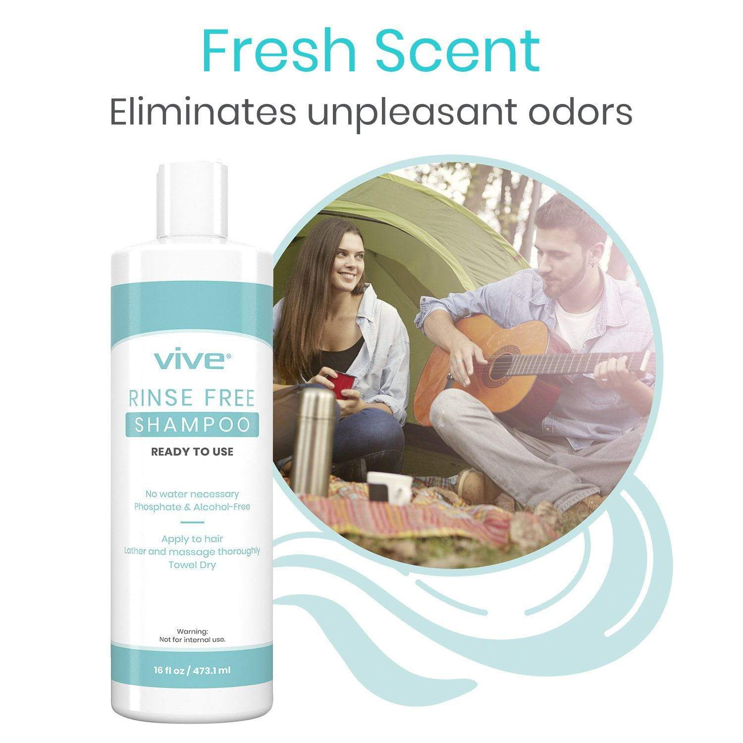 Vive Health - 16 fl oz Rinse Free Shampoo, Suitable for All Hair Types, Alcohol and Phosphate-Free