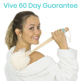 Vive Health - Curved 17” Mesh Loofah Brush with Handheld Loofah, Waterproof