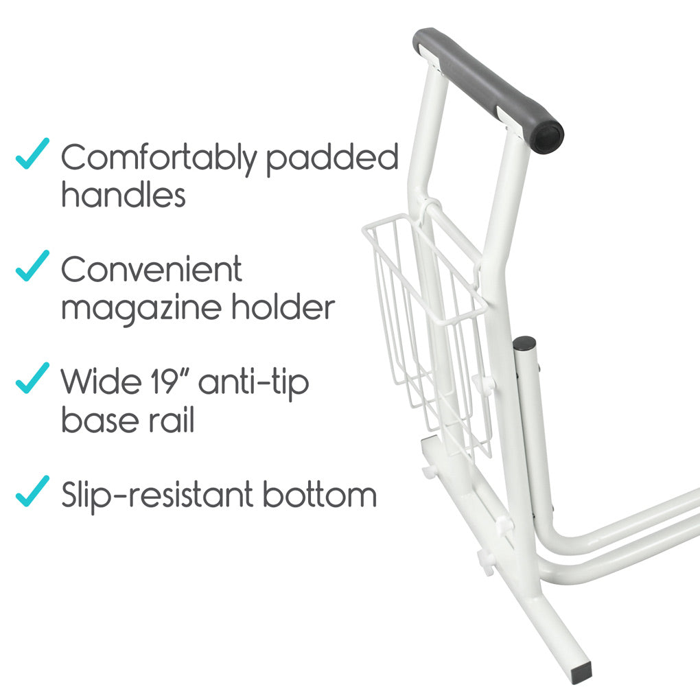 Vive Health - Stand Alone Toilet Rail w/ Magazine Rack, Aluminum Padded