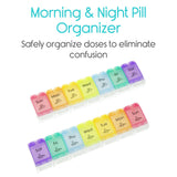 Vive Health - AM/PM Pill Organizer with Color-Coded, Push-Button Lids, Detachable