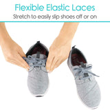 Vive Health - Elastic Shoe Laces, No-Tie Option, 6mm Standard Flat, Two Pairs with Clips