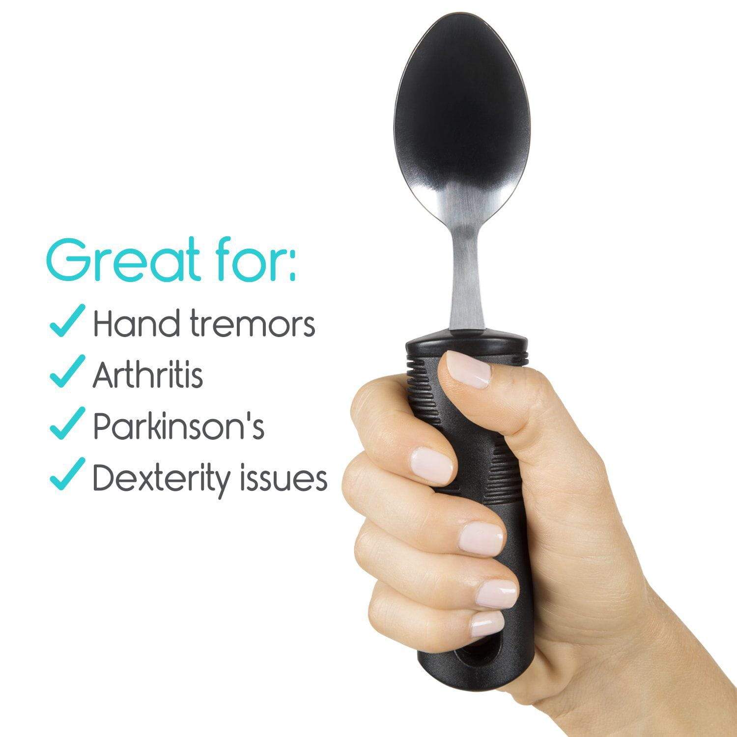 Vive Health - Adaptive Utensil Set, Wide, Non-Weighted Fork, Spoon, Knife, Dishwasher Safe