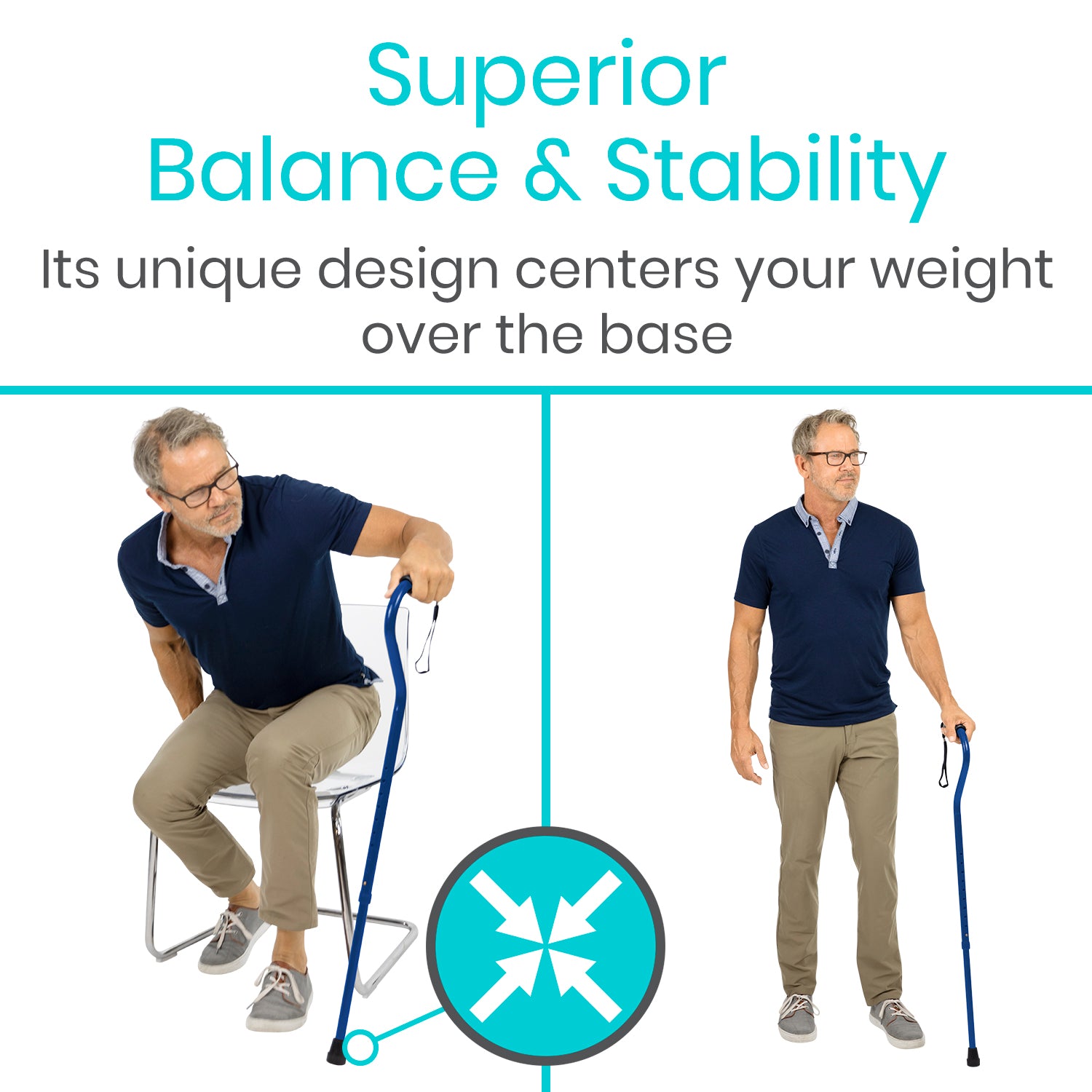 Vive Health - Offset Bariatric Cane, Supports Up To 600 Pounds