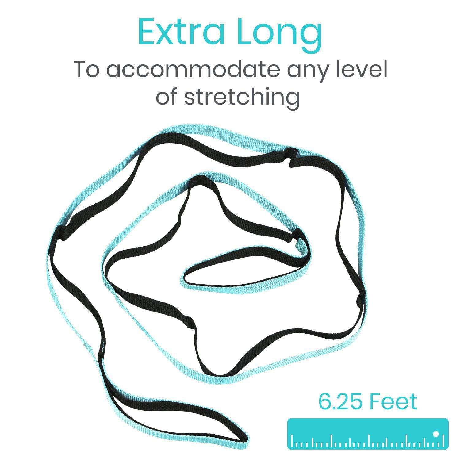 Vive Health - Stretch Strap, 75" with 10 Loops, Nylon Material, Includes Guide and Carry Pouch, Teal