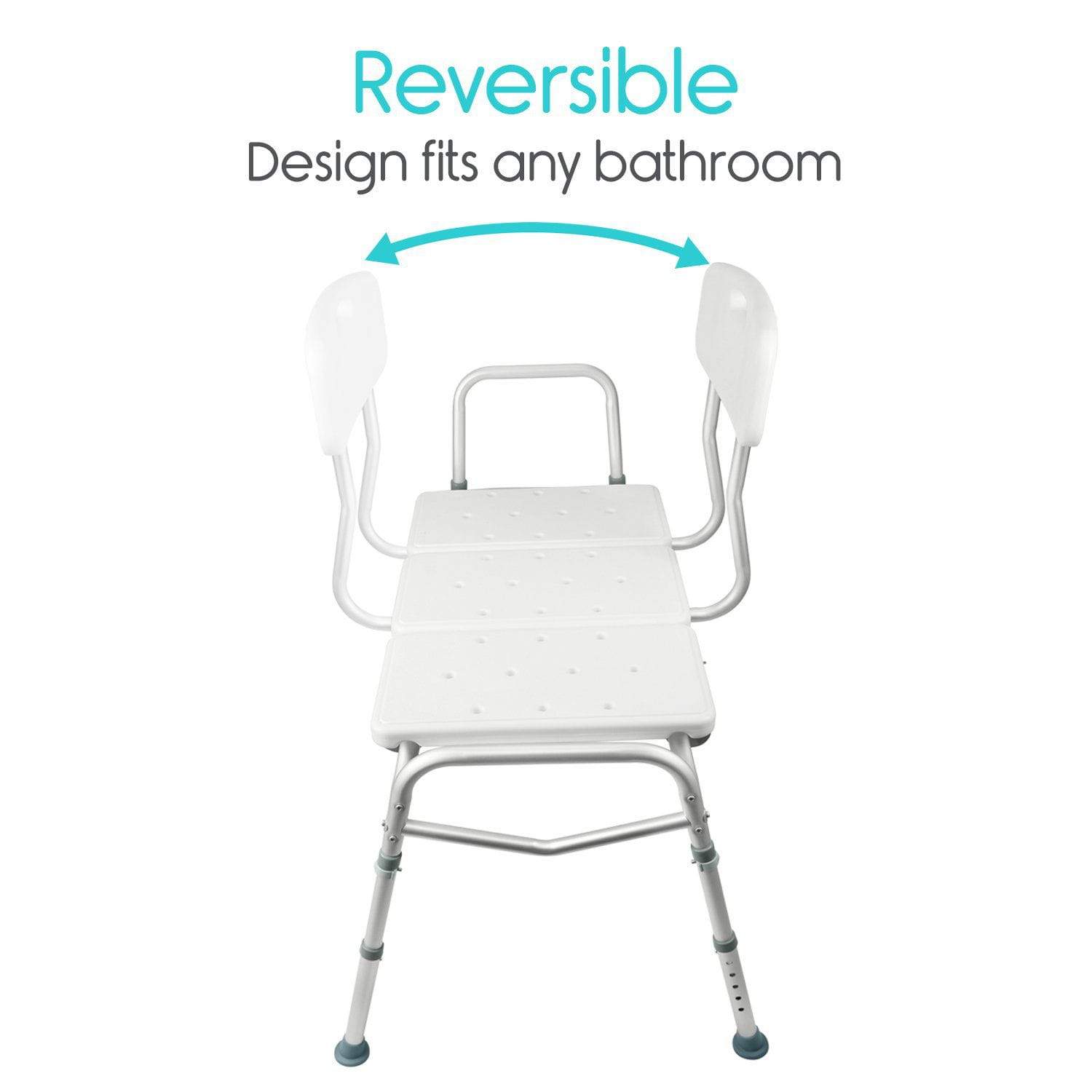 Vive Health - Bathroom Transfer Bench with Adjustable Aluminum Frame and Nonslip Design