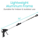 Vive Health - 32" Folding Suction Cup Reacher Brushed Aluminum, Trigger Grip