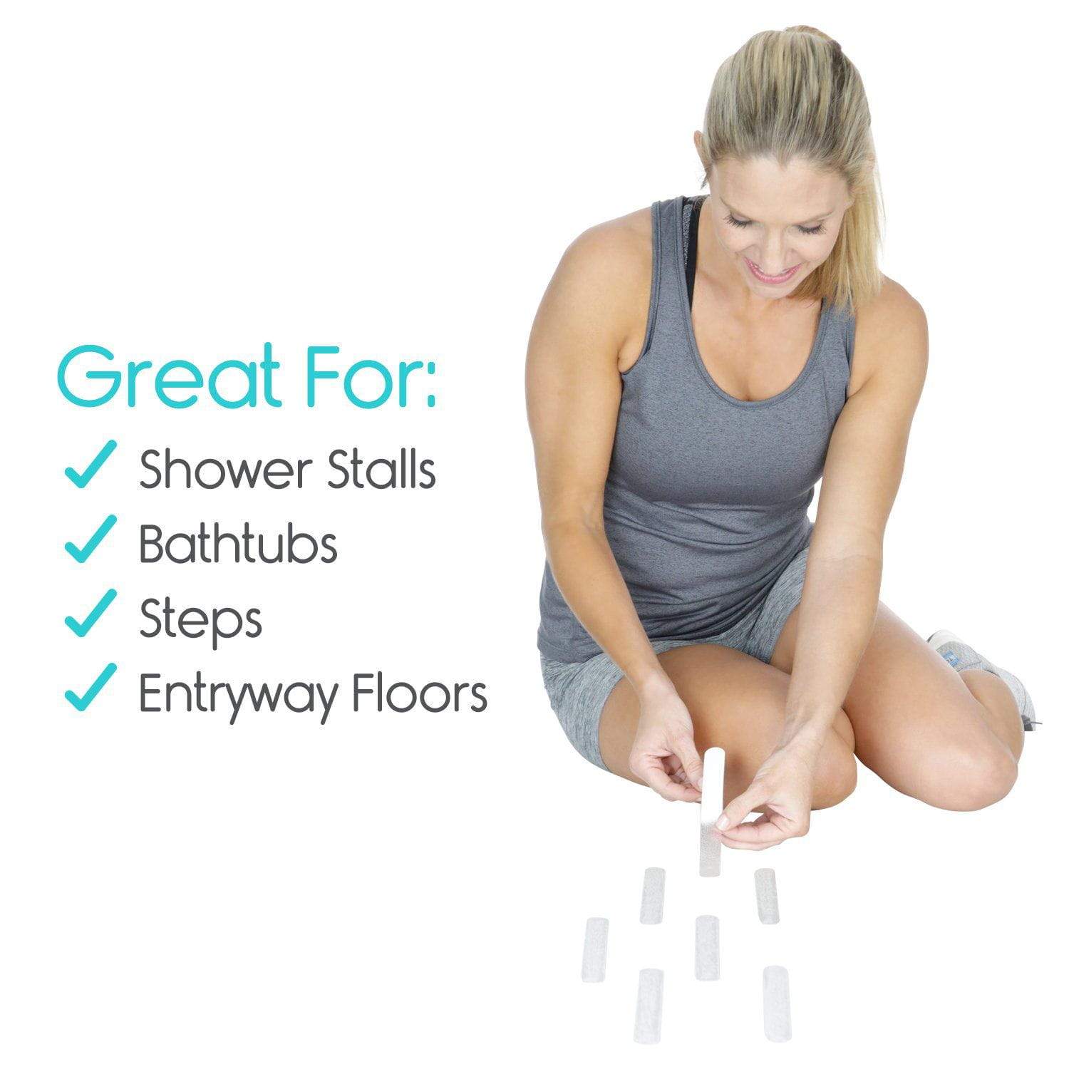 Vive Health - Nonslip Bath Strips, 7.5" x .75", Peel and Stick, 24 Pack with Putty Knife