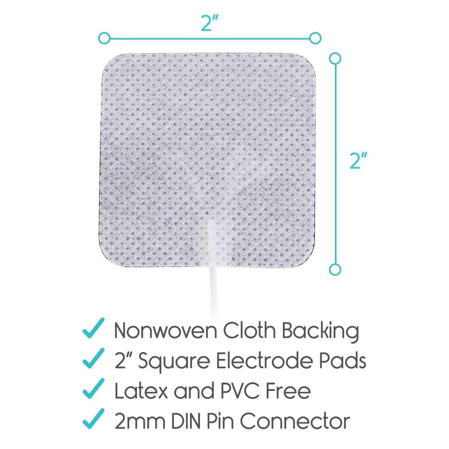 Vive Health -  10 Sets of 4, Lead Electrodes, 2" x 2", Pre-gelled, Nonwoven, Reusable