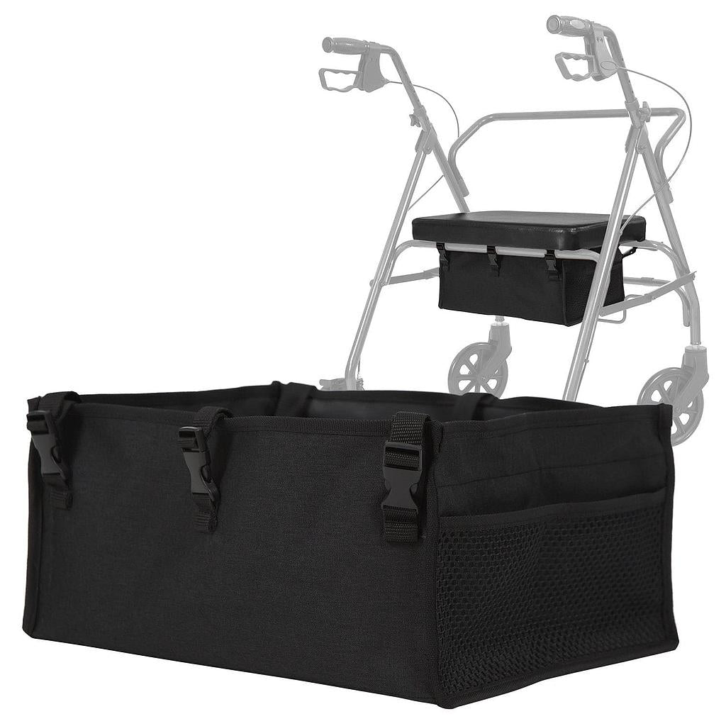 Vive Health - Rollator Seat Bag, Rigid Base, Mesh Pockets, Fits Standard and Bariatric Rollators