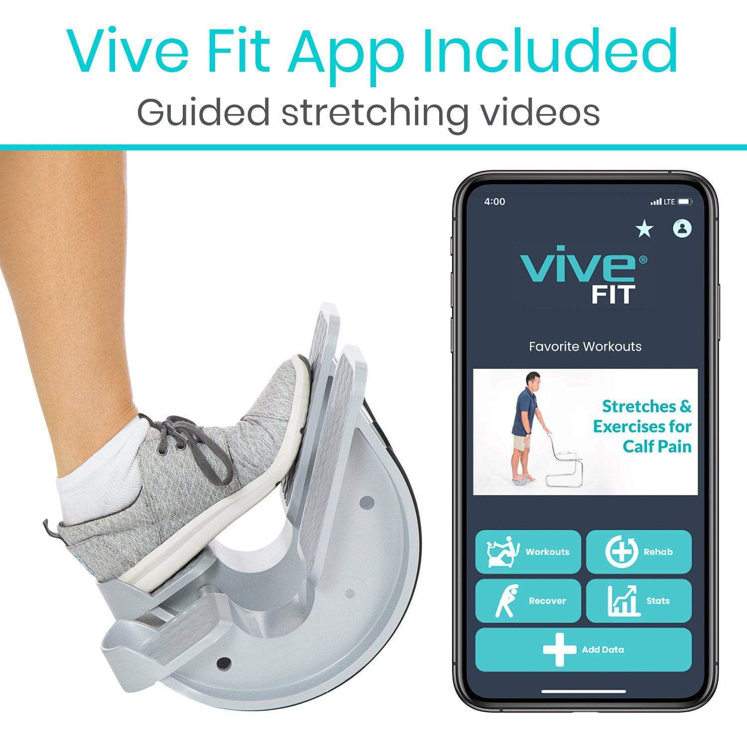 Vive Health - Dual Calf Stretcher with Angled Foot Plate and Non-skid Base