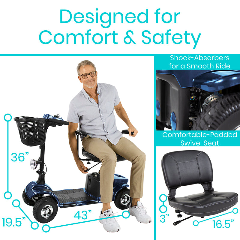 Vive Health - Midclass Mobility Scooter, 15.5M Range, Delta Tiller, 298lbs