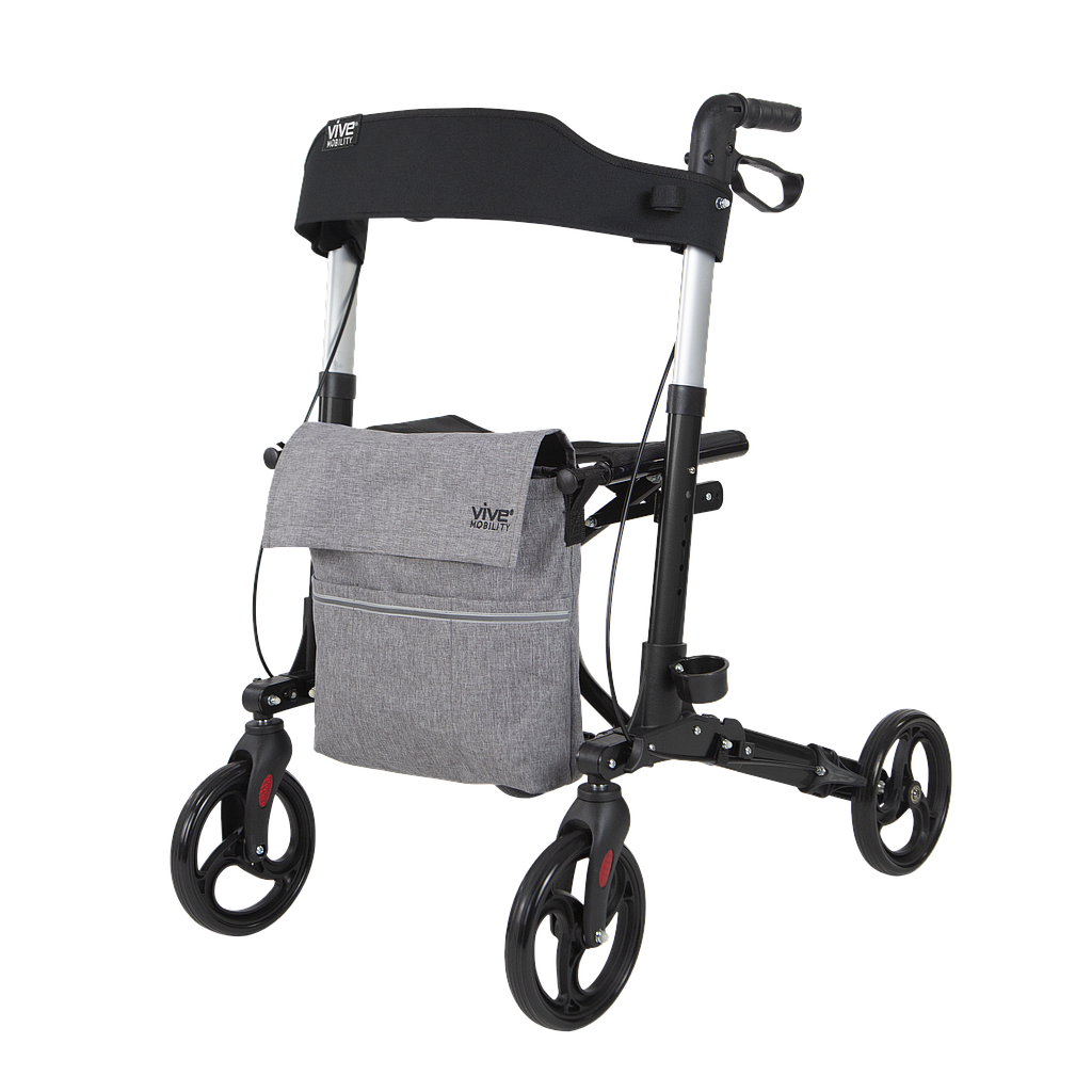 Vive Health - 4-Wheel Rollator Walker, Foldable, Adjustable, with Storage Bag