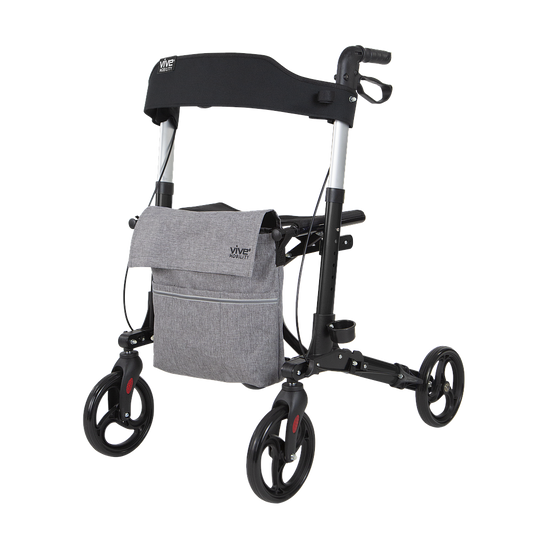 Vive Health - 4-Wheel Rollator Walker, Foldable, Adjustable, with Storage Bag