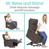 Vive Health - Open Box  Lift Chair, 5 Massage Modes, Quiet & Smooth, Classic Brown