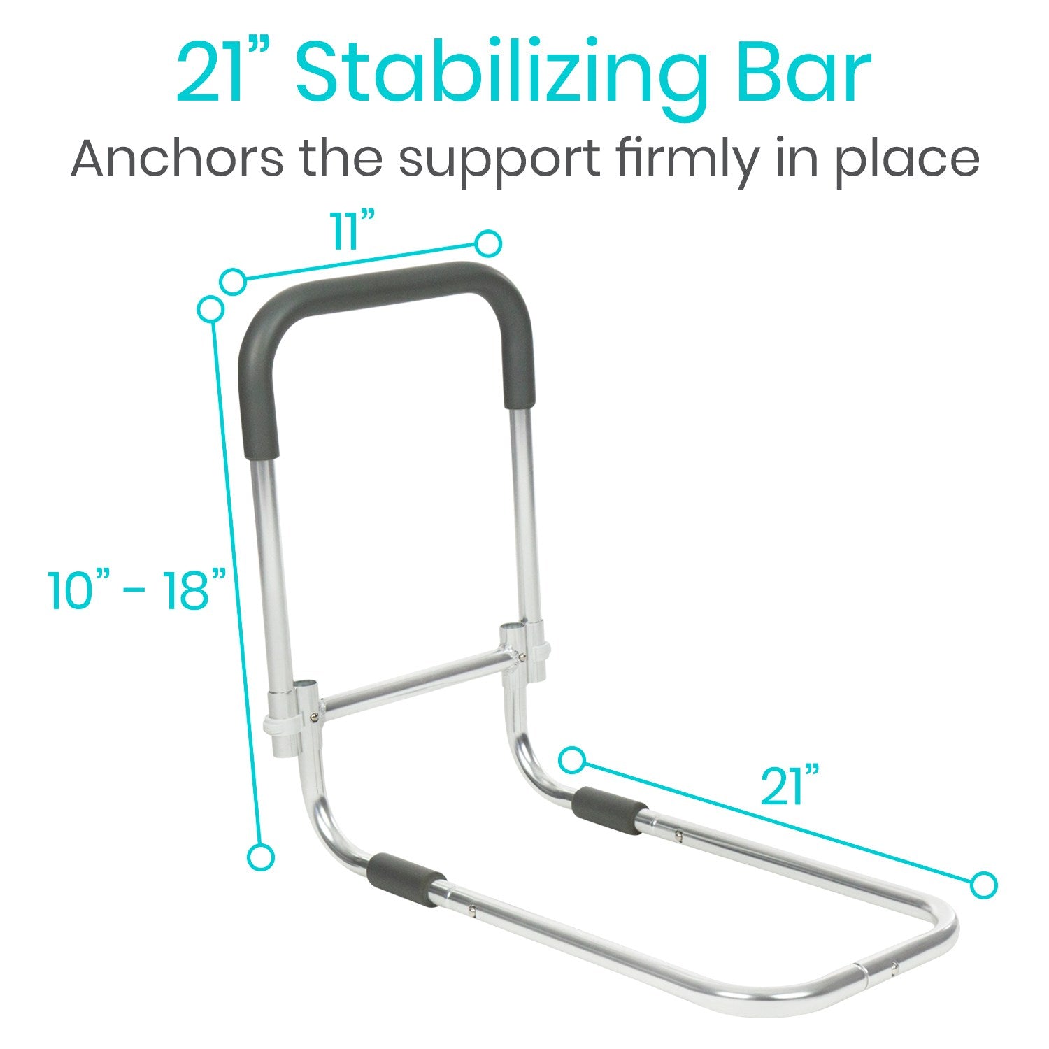 Vive Health - Compact Bed Rail with Dropdown Feature, Anchor Strap, Fits Any Bed