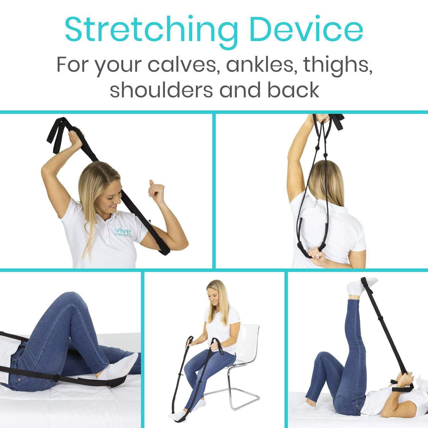 Vive Health - Proflex Strap, Reinforced, 4 Handles, Adjustable Foot Loop