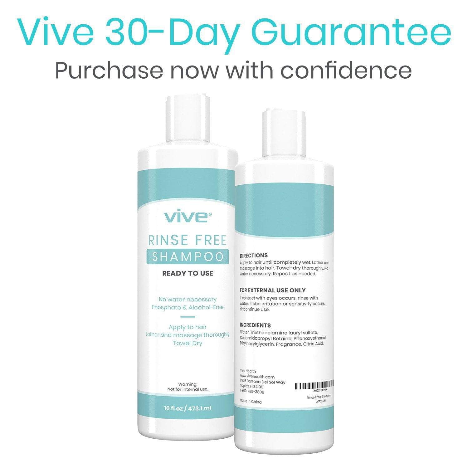 Vive Health - 16 fl oz Rinse Free Shampoo, Suitable for All Hair Types, Alcohol and Phosphate-Free