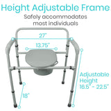 Vive Health - Bariatric Commode, Adjustable Steel Frame, 6 Qt Pail w/Lid, Splash Guard