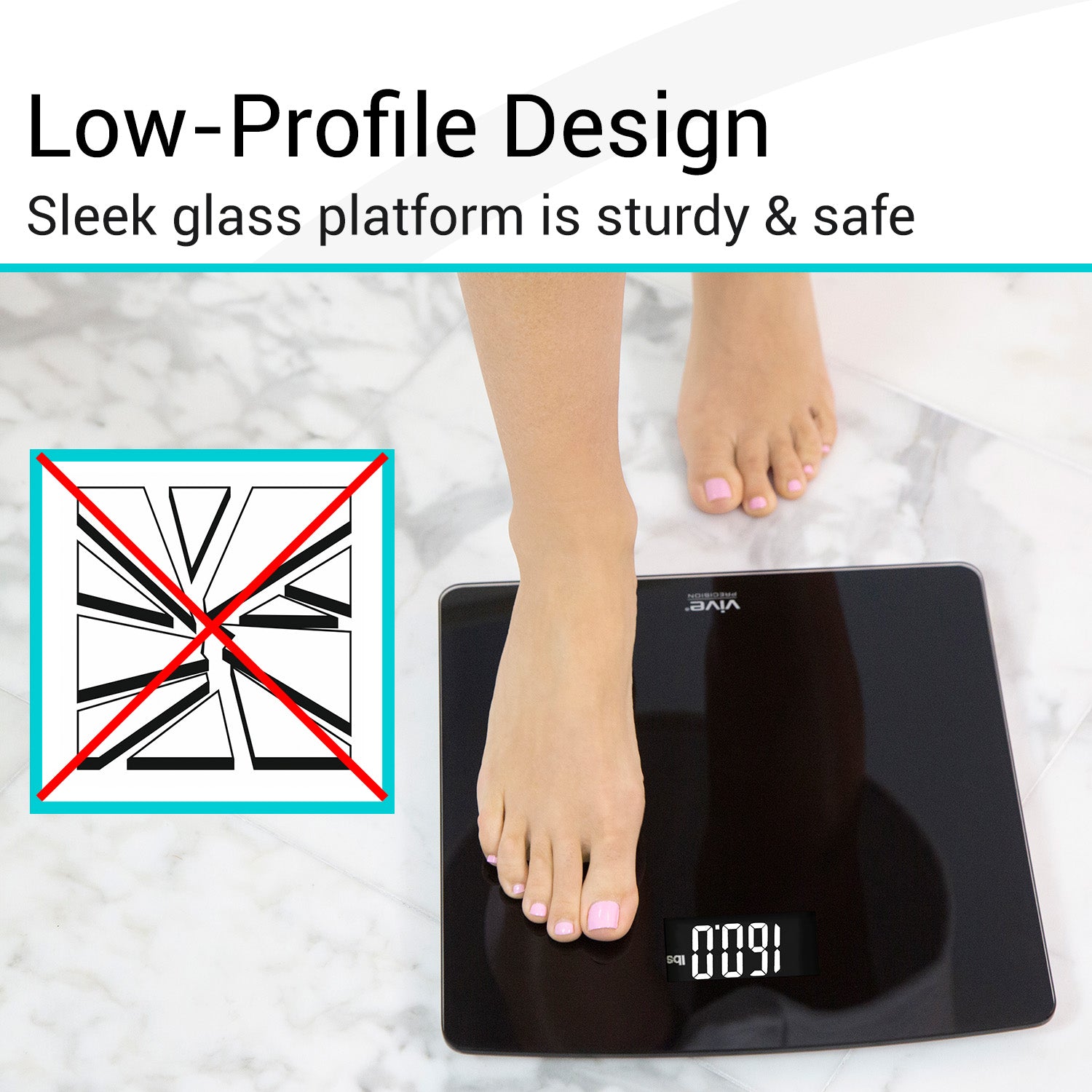 Vive Health -  Smart Digital Tempered Glass Scale with LED display and Smart App