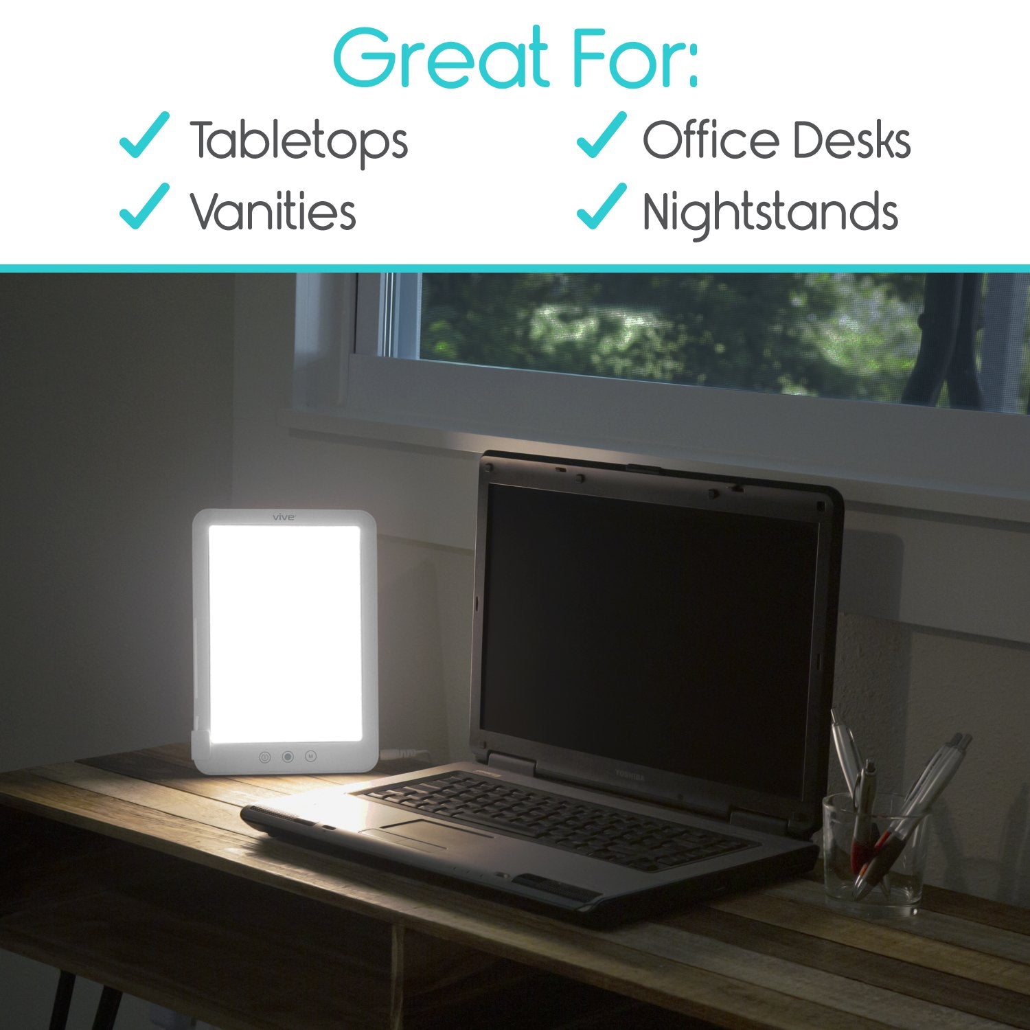 Vive Health - Sun Lamp, LED UV-Free, 3 Intensities, 10,000 Lux, Dimmer
