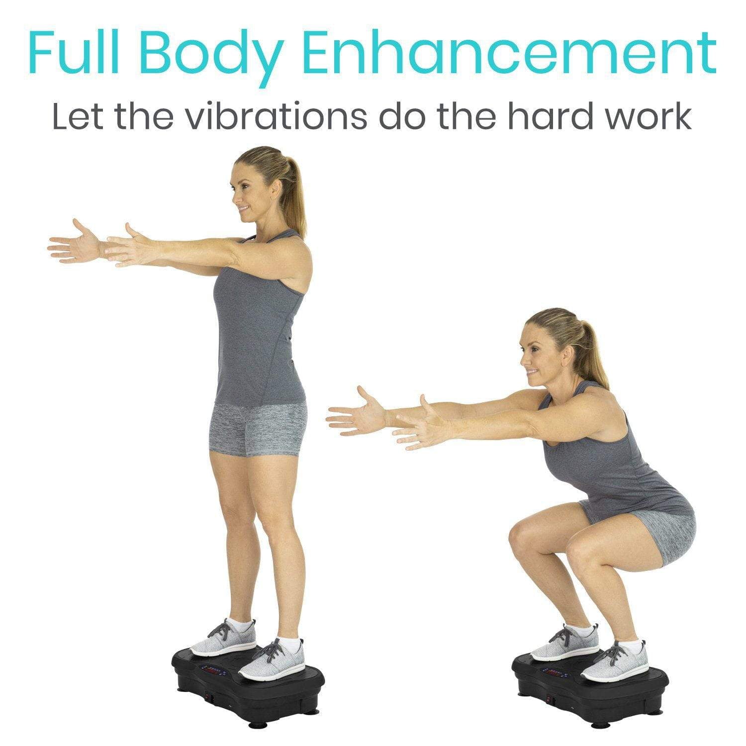 Vive Health - Open Box - 20” x 12" Vibration Platform with Adjustable Speed, 5 Modes, Resistance Bands, Remote Control - Supports up to 400 lbs