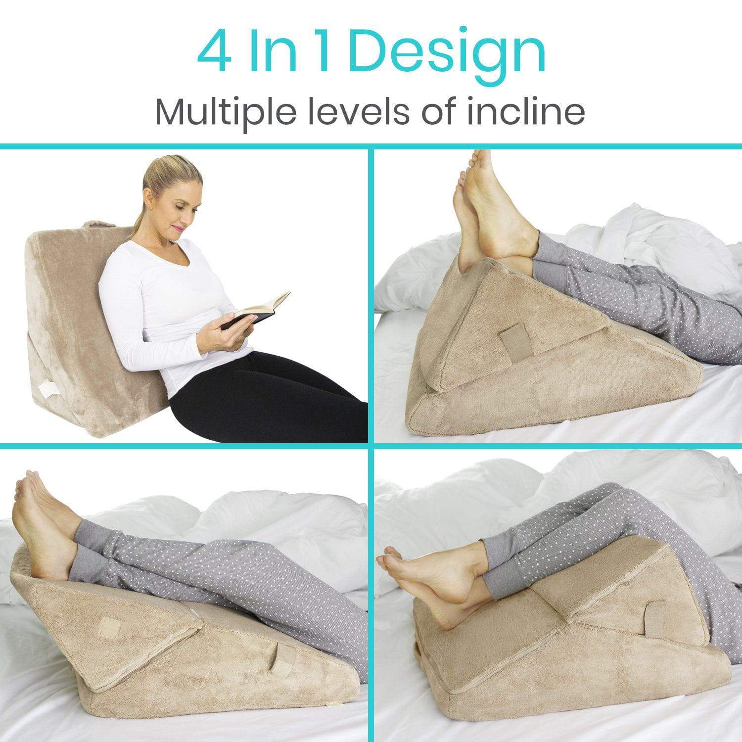 “Vive Health - 3 in 1 Memory Foam Bed Wedge Pillow with Cover”