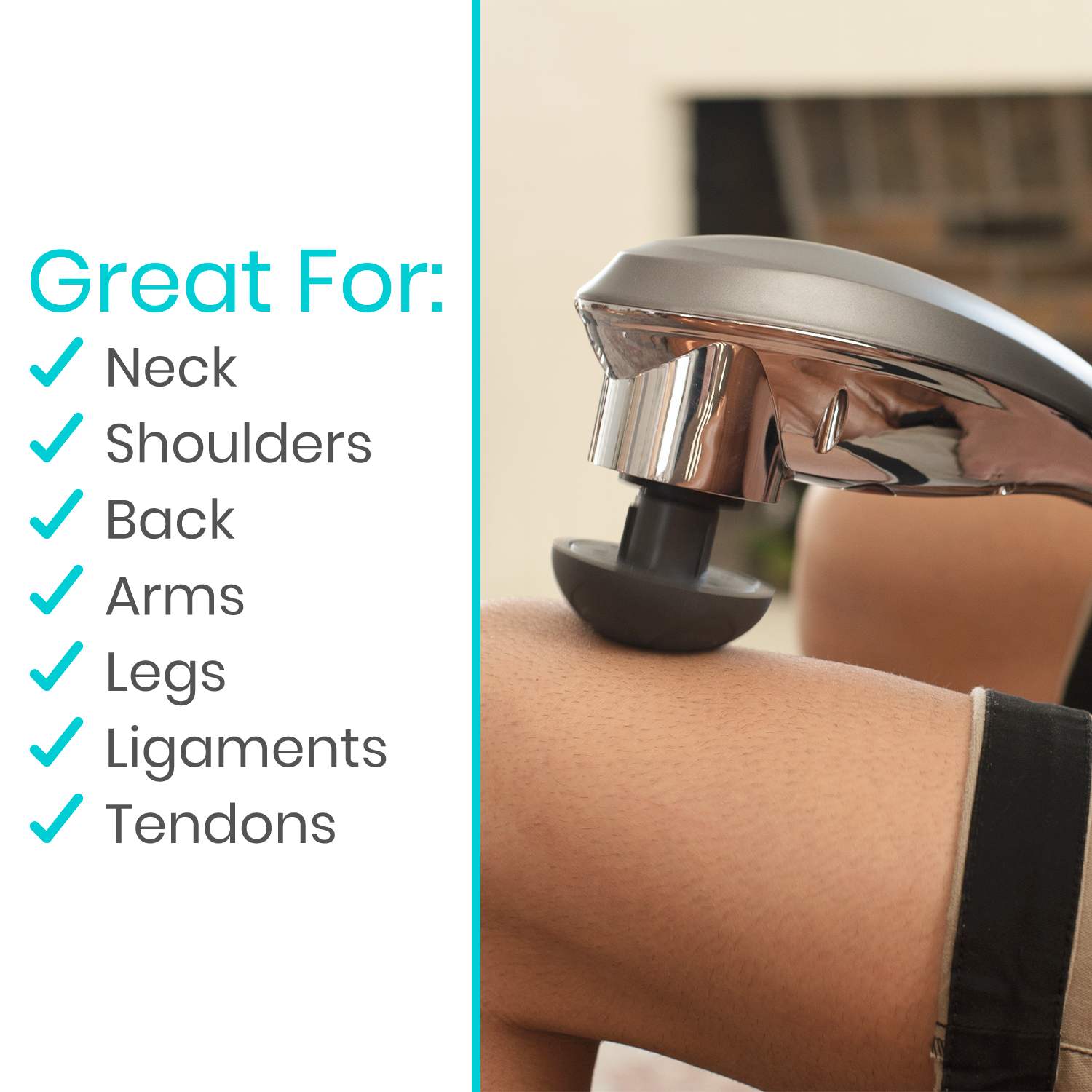 Vive Health - Handheld Massager, 5 Modes, 6 Massage Heads, Cordless - Supports up to 400 lbs