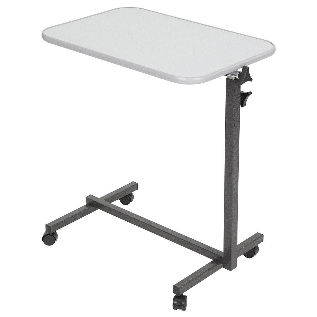 Vive Health - Compact Overbed Table, Steel Frame, Swivel Castors, Rimmed Tabletop