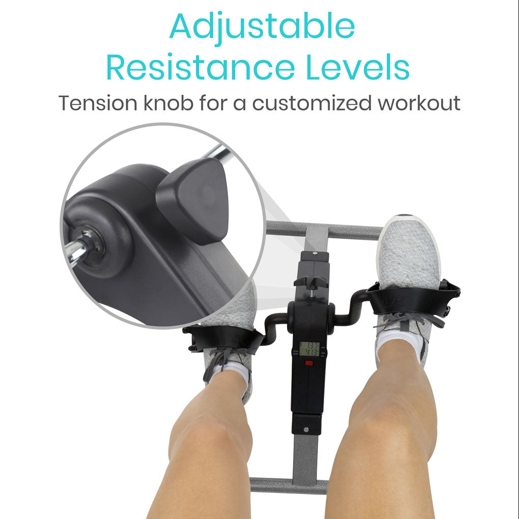 Vive Health - Folding Pedal Exerciser with Adjustable Tension, 9" Height for Leg and Arm Exercises, Includes App