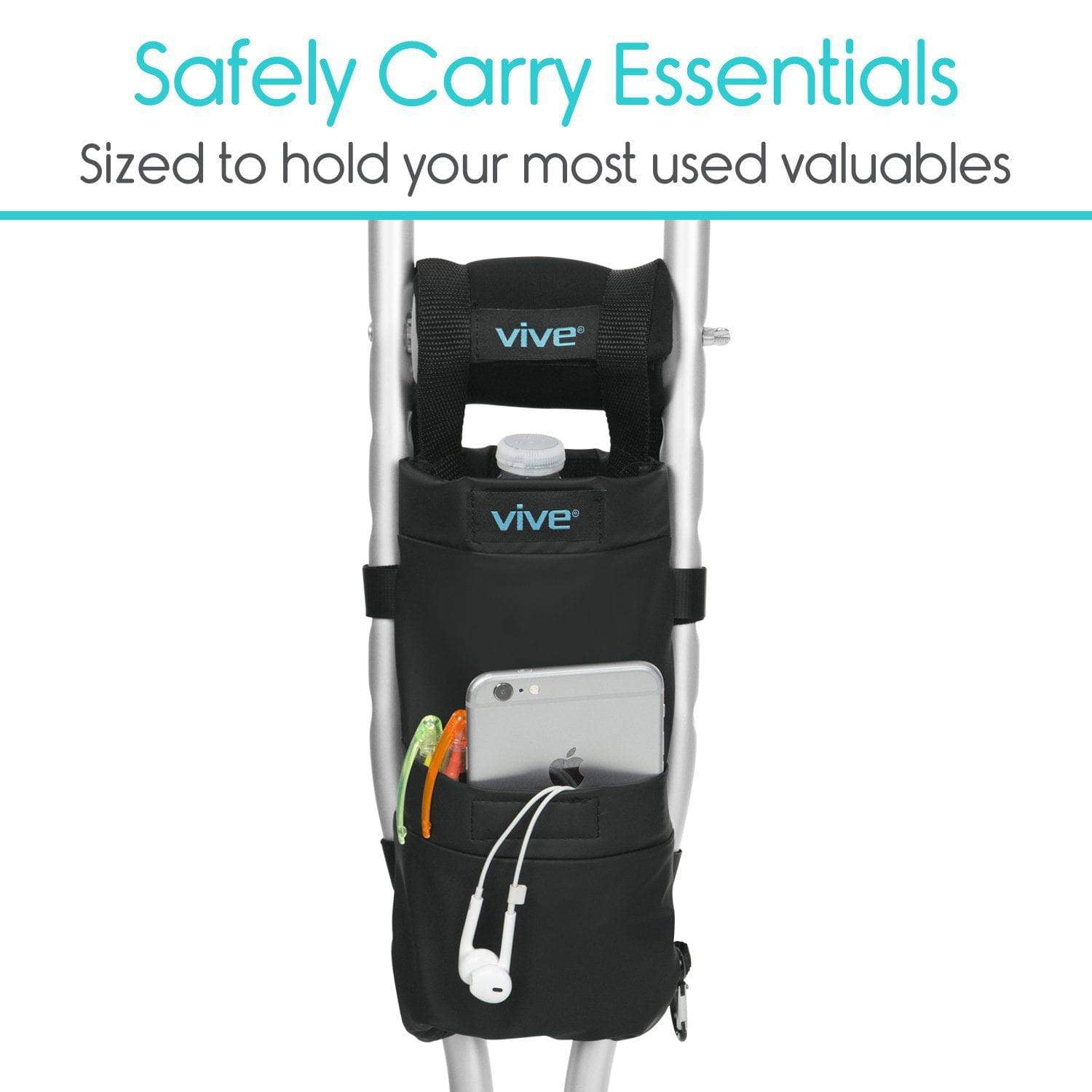 Vive Health - 5pc Crutch Pad Kit, Foam Grip with Pouch