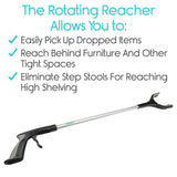 Vive Health - 32" Brushed Aluminum Claw Rotating Reacher Grabber