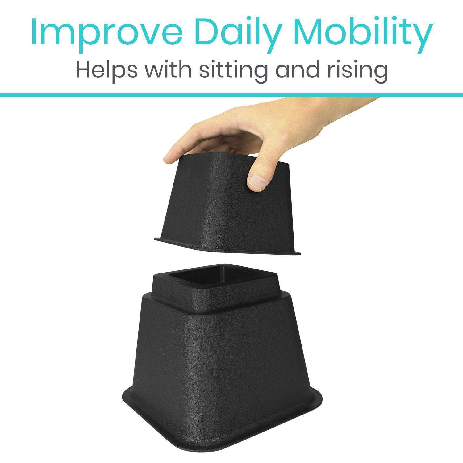 Vive Health - Stackable Bed Risers, 4-3", 4-5", Durable Plastic, Nonskid
