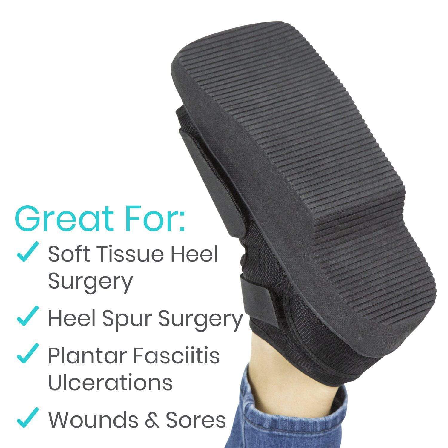 Vive Health - Heel Wedge Post Op Shoe, Rigid Sole, Wide Toe