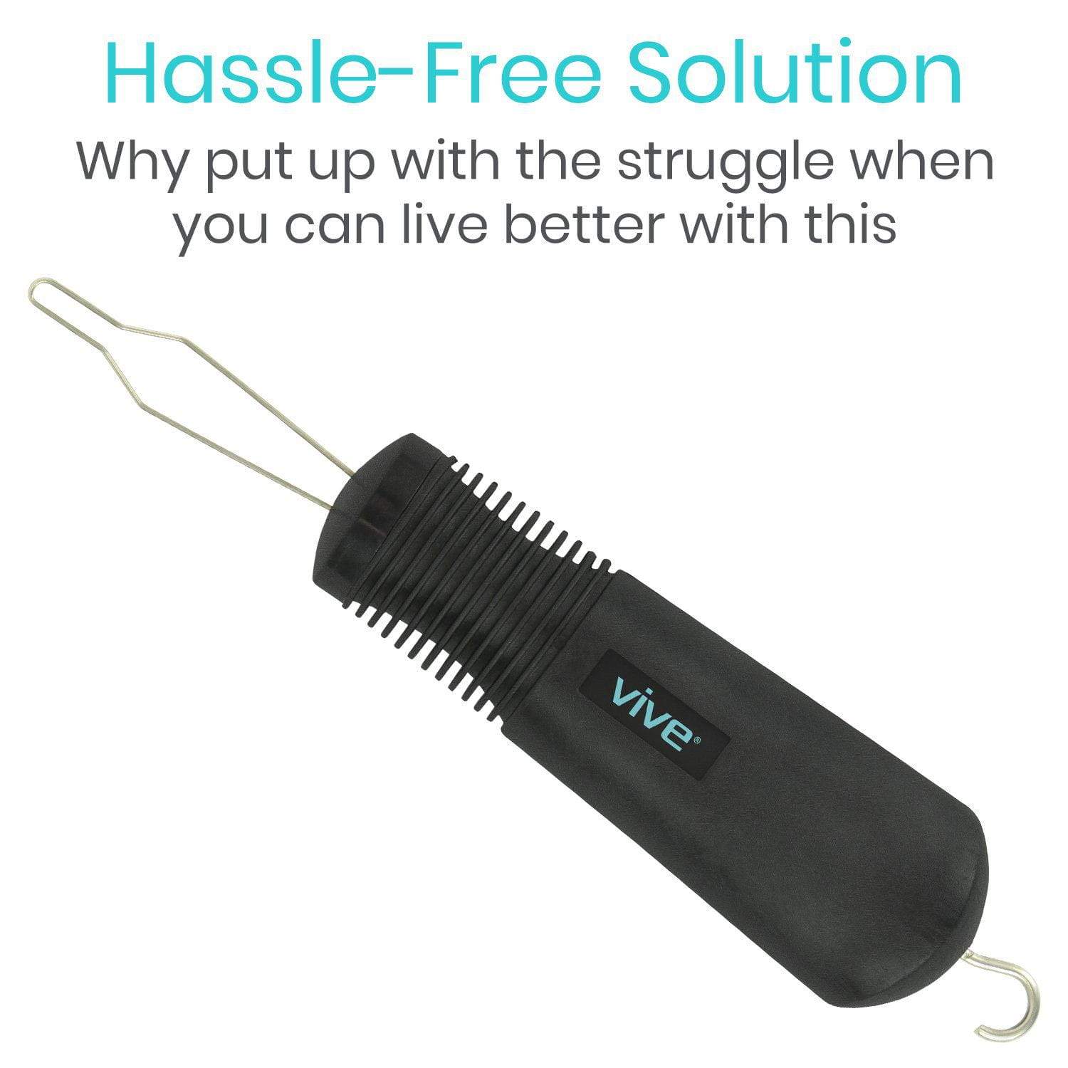 Vive Health - Button Hook w Zipper pull, Wire Loop