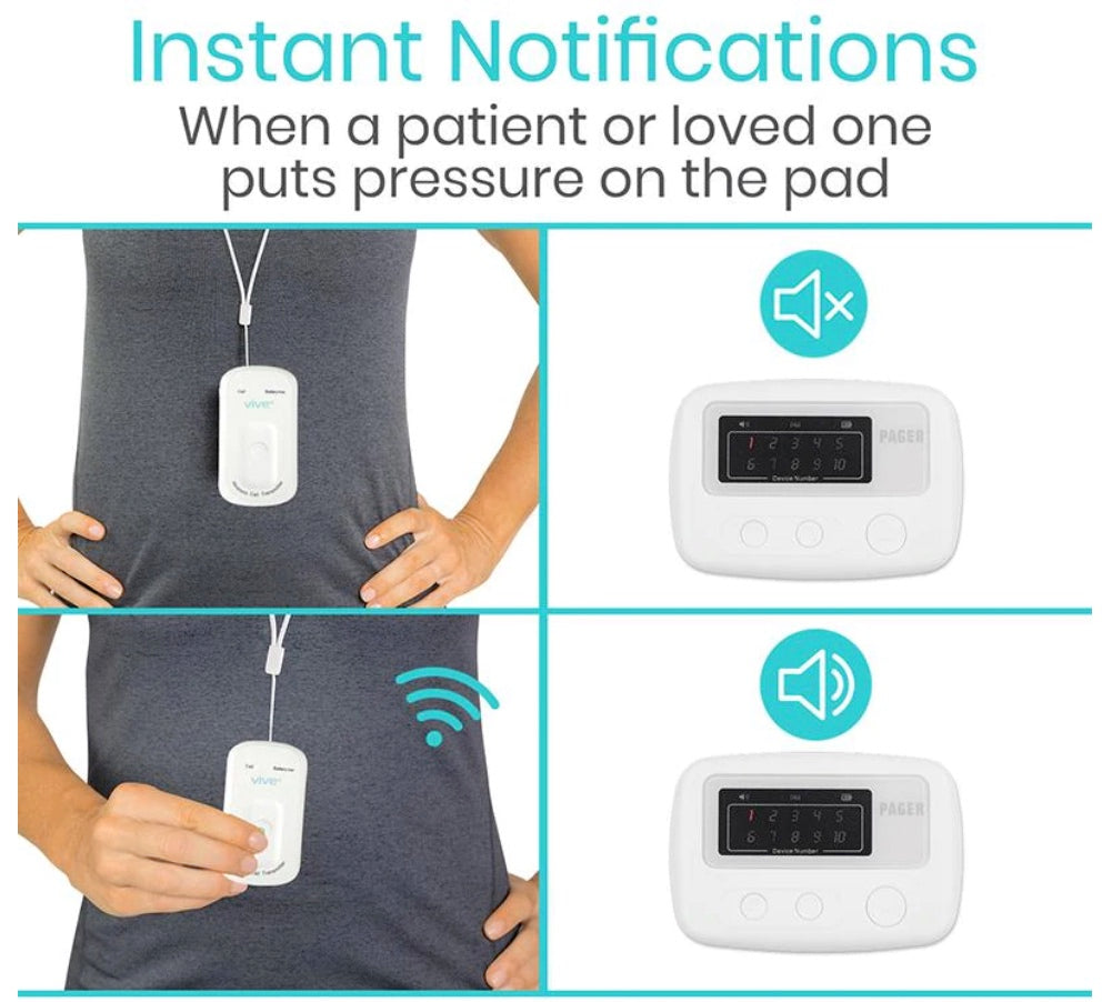 Vive Health - Wireless Call Button and Pager, Compact 3.5” x 1" with Lanyard