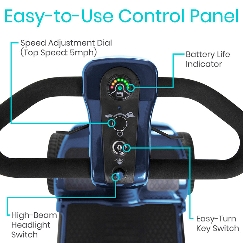 Vive Health - Midclass Mobility Scooter, 15.5M Range, Delta Tiller, 298lbs