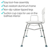 Vive Health - Bathroom Transfer Bench with Adjustable Aluminum Frame and Nonslip Design