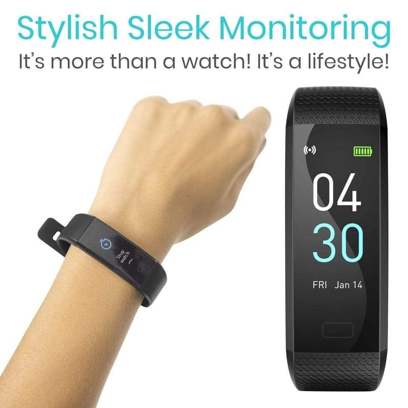 Vive Health - Rechargeable Wristband Fitness Tracker w/ App, Touch Screen