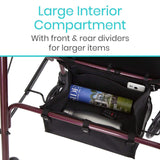 Vive Health - Rollator Seat Bag, Rigid Base, Mesh Pockets, Fits Standard and Bariatric Rollators